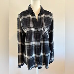 Bella Dahl Black and White Plaid Blouse